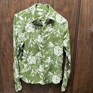 Green Floral Button-Up Shirt